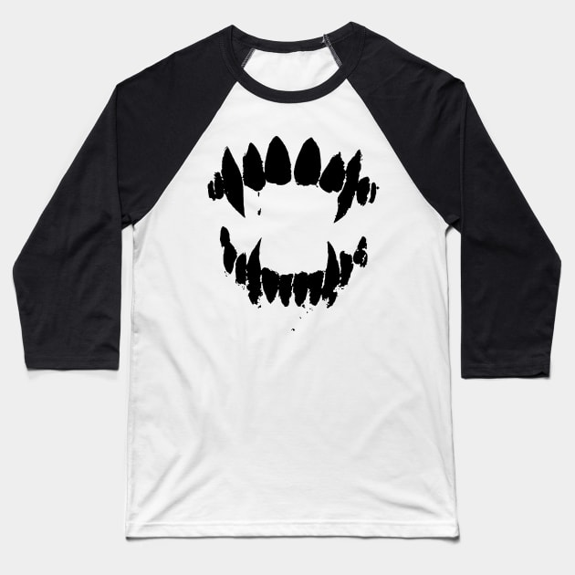 Vampire Fangs in black Baseball T-Shirt by winterwinter